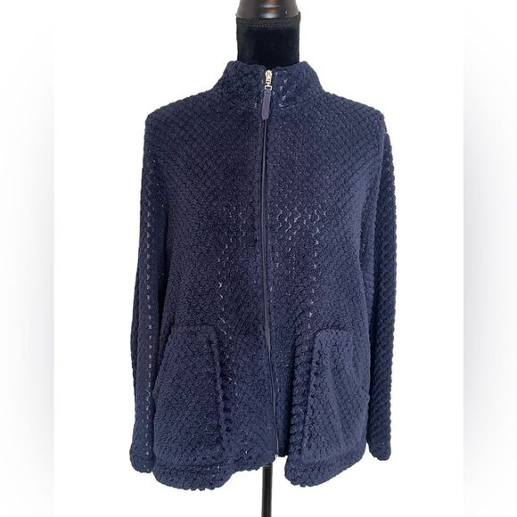 CUDDL DUDS NAVY SOFT COZY ZIP UP JACKET WOMENS SIZE LARGE *Super cozy! - Picture 3 of 9